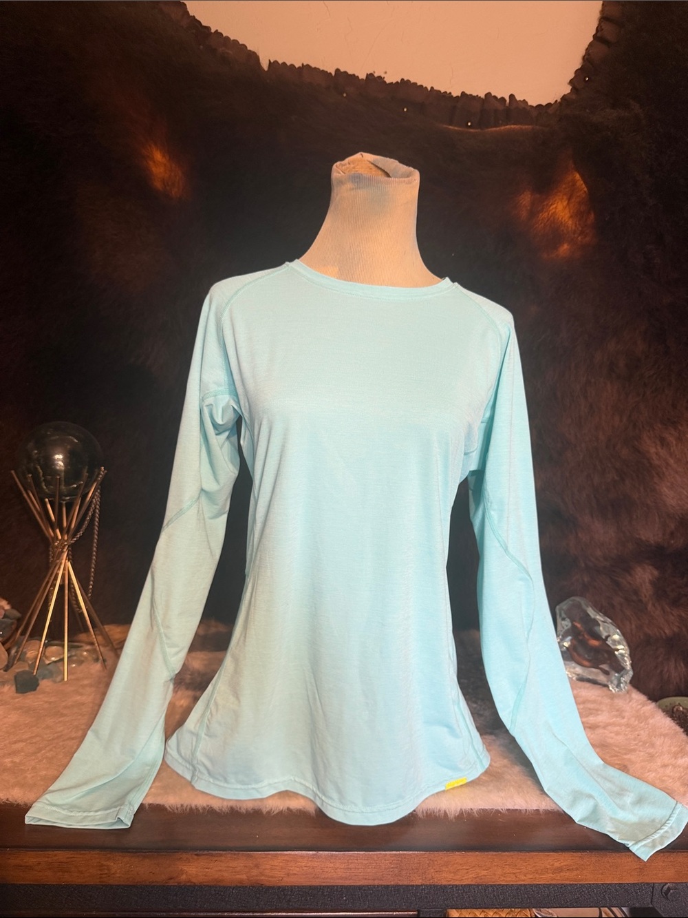 Light Blue Long-Sleeve Crewneck Women's Top L (UBUB)